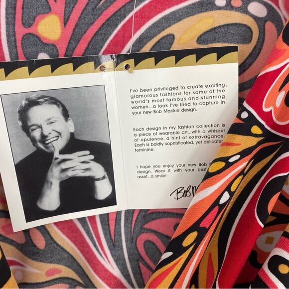 Bob Mackie Top Faux Wrap with Waist Tie Abstract Print Avant Guard Colorful XL - Picture 2 of 8